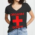 Orgasm Donor Red Imprint Women V-Neck T-Shirt