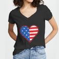 Patriotic American Flag Heart For 4Th Of July Girl Women V-Neck T-Shirt