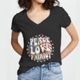 Peace Love Patriotic 4Th Of July Usa Flag Women V-Neck T-Shirt