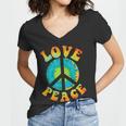 Peace Sign Love 60S 70S Tie Dye Hippie Halloween Costume V9 Women V-Neck T-Shirt