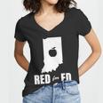 Red For Ed Indiana Teachers Apple Women V-Neck T-Shirt