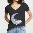 Relaxing Astronaut On The Moon Women V-Neck T-Shirt