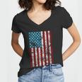 Retro Style 4Th July Usa Patriotic Distressed America Flag Gift Women V-Neck T-Shirt