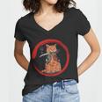 Samurai Cattana Emblem Women V-Neck T-Shirt