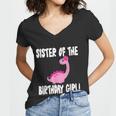 Sister Of The Birthday Girl Dinosaur Matching Family Party Women V-Neck T-Shirt