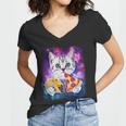 Space Cat Pizza And Tacos Tshirt Women V-Neck T-Shirt