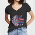 Star Stripes Reproductive Rights America Sunflower Pro Choice Pro Roe Women V-Neck T-Shirt