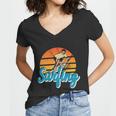 Surfing Vintage Summer Vacation Surf Women V-Neck T-Shirt