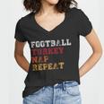 Thanksgiving Schedule Football Turkey Nap Repeat Women V-Neck T-Shirt