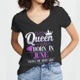 This Queen Was Born In June Living My Best Life Graphic Design Printed Casual Daily Basic Women V-Neck T-Shirt