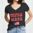Ultra Maga Varsity Usa United States Flag Logo Tshirt Women V-Neck T-Shirt