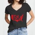 Usa Map Patriotic Celebrate 4Th Of July Women V-Neck T-Shirt