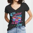Vintage 80S Boombox 4Th Grade Is My Jam Teacher Student Women V-Neck T-Shirt