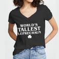 Worlds Tallest Leprechaun Clover Funny St Patricks Day Women V-Neck T-Shirt