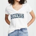 Bozeman Montana Mt Vintage Athletic Sports Navy Design Women V-Neck T-Shirt