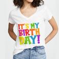 Cute Colorful Its My Birthday Women V-Neck T-Shirt