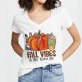Fall Vibes And That Nurse Life Pumpkin Fall Thankful Nurse Women V-Neck T-Shirt