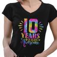 10 Years Of Being Awesome 10Th Birthday Girl Women V-Neck T-Shirt