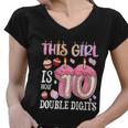 10Th Birthday This Girl Is Now 10 Years Old Double Digits Women V-Neck T-Shirt