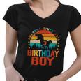 3Rd Birthday Funny Dinosaur 3 Year Old Women V-Neck T-Shirt