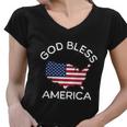 4Th Of July God Bless America Map Flag Patriotic Religious Gift Women V-Neck T-Shirt