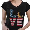 4Th Of July Patriotic Love German Shepherd Dog American Flag Gift Women V-Neck T-Shirt