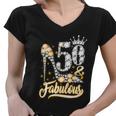 50 & Fabulous 50 Years Old 50Th Birthday Diamond Crown Shoes Tshirt Women V-Neck T-Shirt