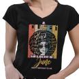 A Queen Was Born In June Graphic Design Printed Casual Daily Basic Women V-Neck T-Shirt