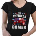 All American Gamer Boys Funny 4Th Of July Video Game Women V-Neck T-Shirt