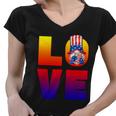 American Flag Gnome Shows Love Patriotic Heart 4Th Of July Gift Women V-Neck T-Shirt