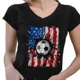 American Flag Soccer Ball 4Th Of July Cool Sport Patriotic Women V-Neck T-Shirt