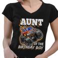 Aunt Of The Birthday Boy Monster Truck Birthday Gift Women V-Neck T-Shirt