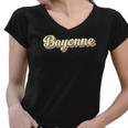 Bayonneretro Art Baseball Font Vintage Women V-Neck T-Shirt