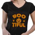 Boo Tiful Pumpkin Halloween Quote Women V-Neck T-Shirt