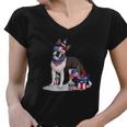 Boston Terrier Dog 4Th Of July Cap Sunglasses Usa Flag Fireworks Women V-Neck T-Shirt