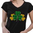 Buffalo Shamrock Plaid Irish Clovers Graphic Design Printed Casual Daily Basic Women V-Neck T-Shirt