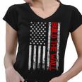 Build The Wall Distressed Flag Women V-Neck T-Shirt