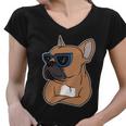 Cool French Bulldog Sunglasses Women V-Neck T-Shirt