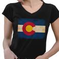 Denver Flag Grunge Colorado Women V-Neck T-Shirt