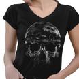 Distressed Skull Graphic Women V-Neck T-Shirt