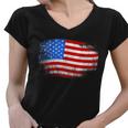 Distressed Usa Waving Flag Women V-Neck T-Shirt