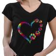 Dog Mom Dad Puppy Love Dogs Paw Print Heart Tie Dye Design Tshirt Women V-Neck T-Shirt