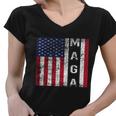 Donald Trump Maga American Flag Gift Women V-Neck T-Shirt