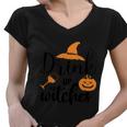 Drink Up Witches Witch Hat Pumpkin Halloween Quote Women V-Neck T-Shirt
