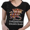 Easily Distracted By Dragons And Books V2 Women V-Neck T-Shirt