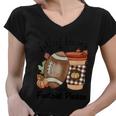 Falling Leaves And Football Please Thanksgiving Quote Women V-Neck T-Shirt