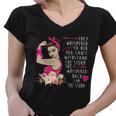 Fight Breast Cancer Quote Messy Bun Tshirt Women V-Neck T-Shirt