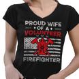 Firefighter Proud Wife Of A Volunteer Firefighter Fire Wife Women V-Neck T-Shirt