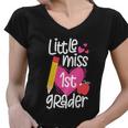 First Day Of School Little Miss 1St Grader Girls Gift Women V-Neck T-Shirt