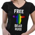 Free Bear Hugs Gay Pride Tshirt Women V-Neck T-Shirt